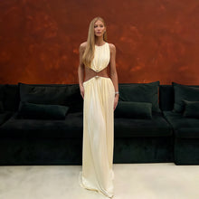 Load image into Gallery viewer, Fall Women Clothing Sexy Waist Hollow Out Cutout out Maxi Dress round Neck Sleeveless Solid Color Dress