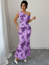 Load image into Gallery viewer, Printed Shoulder High Waist Sheath Dress Slimming Dress
