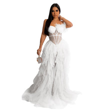 Load image into Gallery viewer, Women Wear Solid Color Sleeveless Corset Mesh Maxi Dress Dress