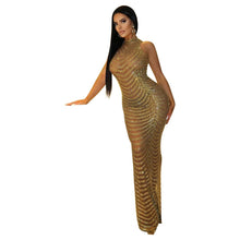 Load image into Gallery viewer, Summer Women Clothing Sexy Mesh See Through Nightclub Rhinestone Dress Women