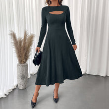 Load image into Gallery viewer, Autumn Elegant Office Sexy Cutout round Neck Solid Color Slim Fit Dress