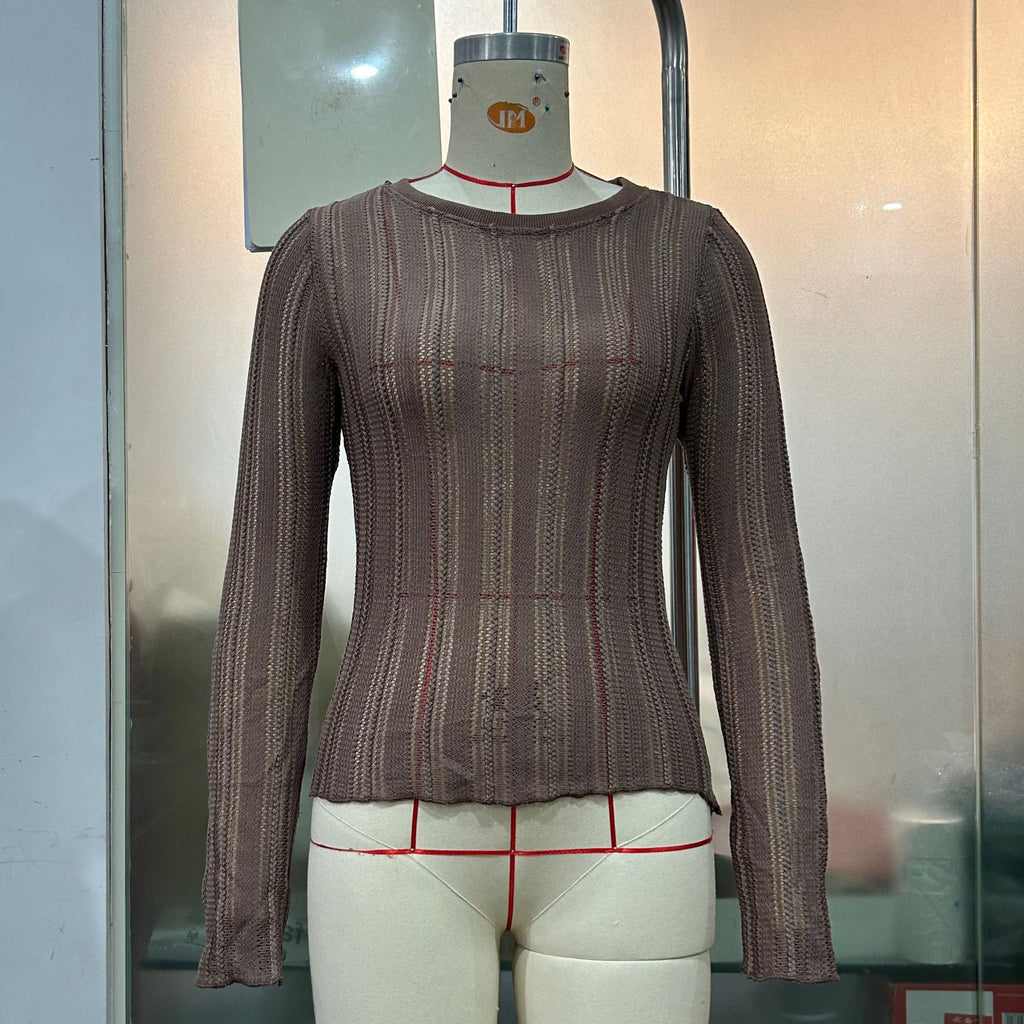 Women Clothing T shirt Sexy Cutout Top Simple Solid Color Slim Fit Cropped Long Sleeve T shirt Top