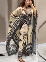 Load image into Gallery viewer, Autumn Retro Printed V neck Loose plus Size Vacation Dress Women