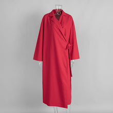 Load image into Gallery viewer, Cotton Linen Dress Women Autumn Lazy Casual Loose Robe Collared Tied Maxi Dress