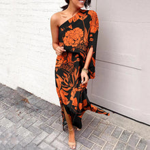 Load image into Gallery viewer, Summer Loose off Shoulder Waist Trimming Printing Dress Women