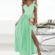 Load image into Gallery viewer, Women Clothing Maxi Dress Printed V neck Elegance Sleeveless Sexy Slit Dress