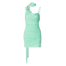 Load image into Gallery viewer, Women Autumn Winter Sexy Ruffle Hip Strap Solid Color Dress