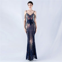 Load image into Gallery viewer, Dress Positioning Floral Sequin Craft Beaded Strap Evening Dress