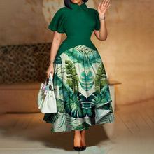 Load image into Gallery viewer, Plus Size Women Clothing Summer Fashionable Elegant Collared Ruffle Sleeve Dress Large Swing African Dress With pockets