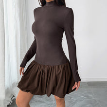 Load image into Gallery viewer, Slim Fit Pettiskirt Simple Elegant Basic Turtleneck Long Sleeve Solid Color Dress