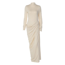 Load image into Gallery viewer, French Women Autumn Sexy Slim Fit Backless Button Solid Color Long Sleeve Dress