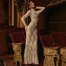Load image into Gallery viewer, Lace Long Sleeve round Collar Dress Sexy Sexy French Slim Hollow Out Cutout Sheath Dress