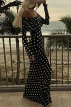 Load image into Gallery viewer, Spring Summer Gauze Polka Dot Stitching off Shoulder Sexy Slim Dress for Women