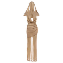 Load image into Gallery viewer, Autumn Winter Women Clothing Sexy Backless Slim Fit Hooded Deep V Plunge neck Sleeveless Dress