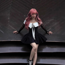 Load image into Gallery viewer, Autumn College Cute Bow Dress Sweet Spicy Doll Collar Contrast Color