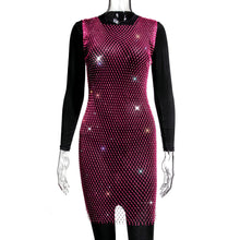Load image into Gallery viewer, Rhinestone Fishnet Top Summer Popular Mesh Rhinestone Women Clothing Short Sleeve