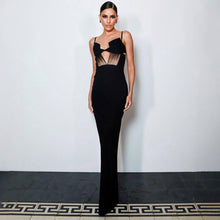 Load image into Gallery viewer, Black Knitted Bandage One Piece Dress Women Cross Spaghetti Straps Slimming Commuting Date Cocktail Slim Fit Maxi Dress