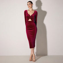 Load image into Gallery viewer, Elegant Sexy Deep V Plunge neck Top Hollow Out Cutout out Slim Fit Slimming Party Hip Dress