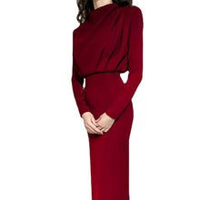 Load image into Gallery viewer, Autumn Waist-Controlled Western Solid Color Long Sleeve Dress