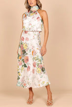 Load image into Gallery viewer, Mature Elegant Women Sleeveless Halter Printed Satin Dress