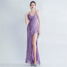 Load image into Gallery viewer, High Density Sequ Binding Waist Shaping Side Slit High End Evening Dress