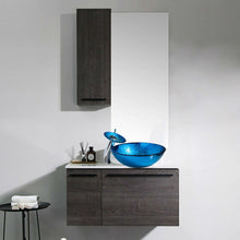 Load image into Gallery viewer, Modern Blue Glass Bathroom Vessel Sink and Faucet with Chrome Drain