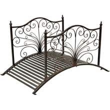 Load image into Gallery viewer, Outdoor 4-ft Heavy Duty Metal Garden Bridge in Black Bronze Finish