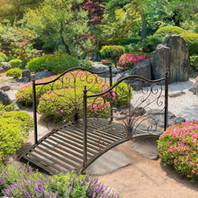 Load image into Gallery viewer, Outdoor 4-ft Heavy Duty Metal Garden Bridge in Black Bronze Finish