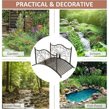 Load image into Gallery viewer, Outdoor 4-ft Heavy Duty Metal Garden Bridge in Black Bronze Finish