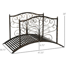 Load image into Gallery viewer, Outdoor 4-ft Heavy Duty Metal Garden Bridge in Black Bronze Finish