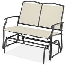Load image into Gallery viewer, 2 Seat Mesh Patio Loveseat Swing Glider Rocker with Armrests in Off White