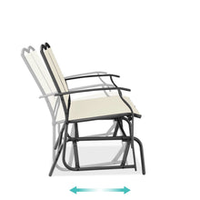 Load image into Gallery viewer, 2 Seat Mesh Patio Loveseat Swing Glider Rocker with Armrests in Off White