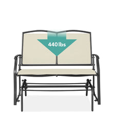 Load image into Gallery viewer, 2 Seat Mesh Patio Loveseat Swing Glider Rocker with Armrests in Off White