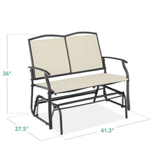 Load image into Gallery viewer, 2 Seat Mesh Patio Loveseat Swing Glider Rocker with Armrests in Off White