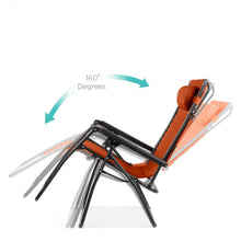 Load image into Gallery viewer, Orange Zero Gravity Folding Reclining Patio Lounge Chair with Canopy Sun Shade