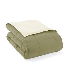 Load image into Gallery viewer, Full/Queen 3-Piece Microfiber Reversible Comforter Set in Sage Green/Cream