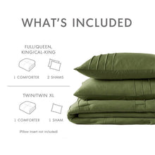Load image into Gallery viewer, Queen size Microfiber Pleated Soft Lightweight Comforter Set in Olive Green