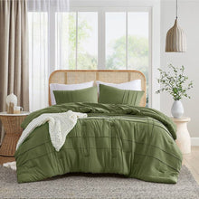 Load image into Gallery viewer, Twin/Twin XL Microfiber Pleated Soft Lightweight Comforter Set in Olive Green