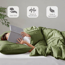 Load image into Gallery viewer, Twin/Twin XL Microfiber Pleated Soft Lightweight Comforter Set in Olive Green