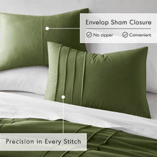 Load image into Gallery viewer, Twin/Twin XL Microfiber Pleated Soft Lightweight Comforter Set in Olive Green