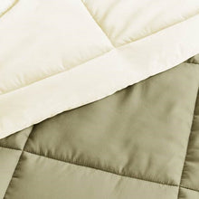 Load image into Gallery viewer, King/Cal King 3-Piece Microfiber Reversible Comforter Set in Sage Green/Cream