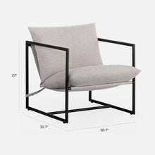 Load image into Gallery viewer, Modern Beige Grey Tan Oatmeal Upholstered Accent Chair with Metal Frame