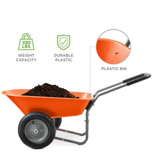 Load image into Gallery viewer, Heavy Duty 2-Wheel Multipurpose Rust Proof Wheelbarrow - Orange