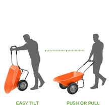 Load image into Gallery viewer, Heavy Duty 2-Wheel Multipurpose Rust Proof Wheelbarrow - Orange