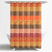 Load image into Gallery viewer, 72-inch Orange Teal Floral Damask Boho Birds Polyester Shower Curtain
