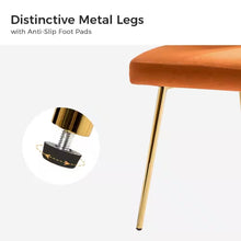 Load image into Gallery viewer, Orange Velvet Upholstered Wingback Accent Side Chair with Gold Metal Legs