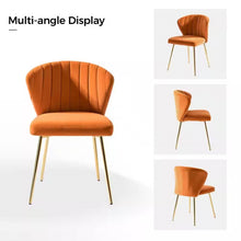 Load image into Gallery viewer, Orange Velvet Upholstered Wingback Accent Side Chair with Gold Metal Legs