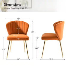 Load image into Gallery viewer, Orange Velvet Upholstered Wingback Accent Side Chair with Gold Metal Legs