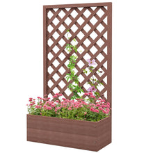 Load image into Gallery viewer, Outdoor Brown Wooden Raised Garden Bed Planter Box with Lattice Trellis