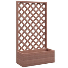 Load image into Gallery viewer, Outdoor Brown Wooden Raised Garden Bed Planter Box with Lattice Trellis